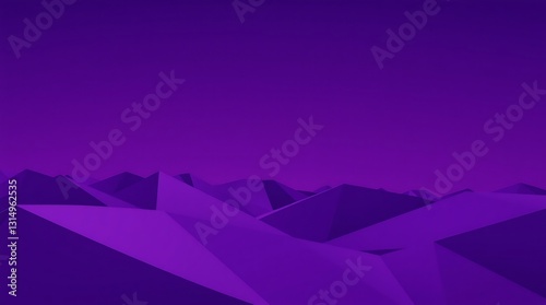 A Serene Purple Landscape Unfolds Under A Twilight Sky, Showcasing A Minimalist Geometric Mountain Range With Low-poly Style