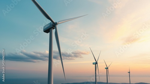 Wallpaper Mural Wind Farm at Dusk with Automated AI Technology in Background Torontodigital.ca