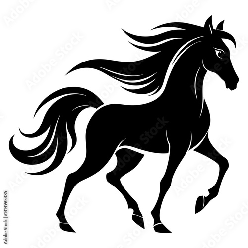 a highly detailed vector art of a galloping horse