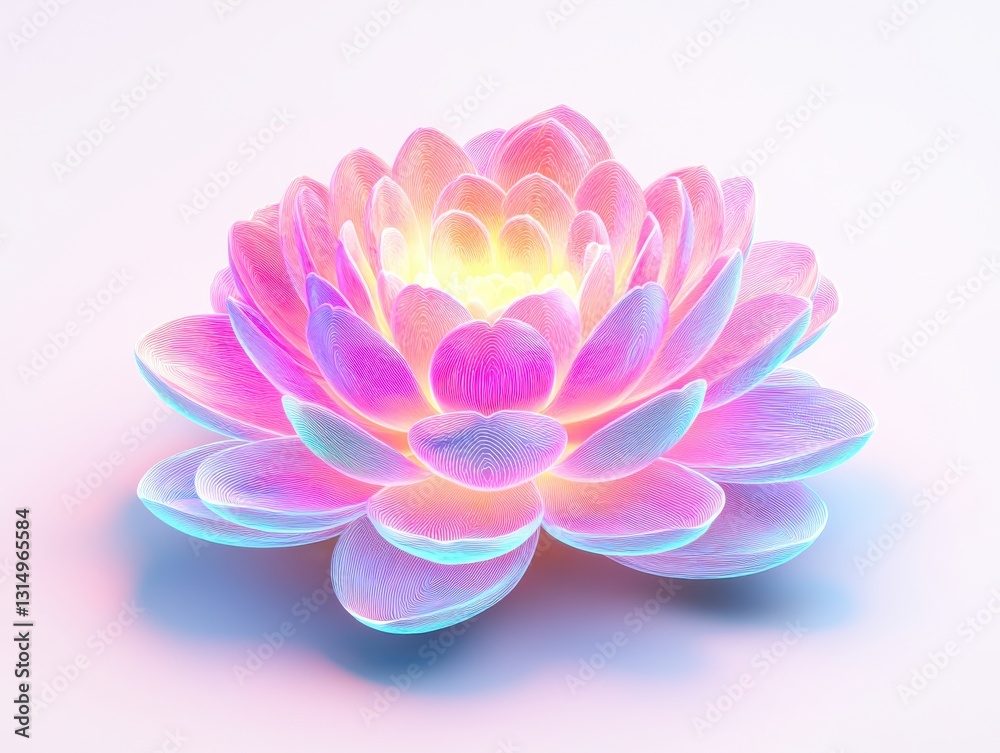 Fototapeta premium Holographic Bloom with Algorithmic Concept and Symmetrical Patterns