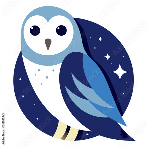 barn owl with an abstract starry night background