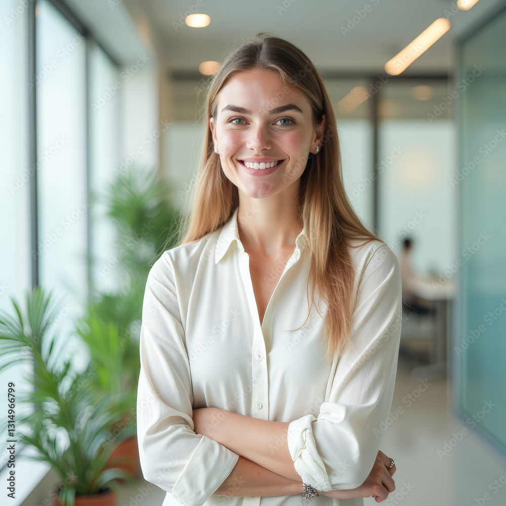 Portrait of a happy businesswoman in a bright office Portrait of a happy businesswoman in a bright office