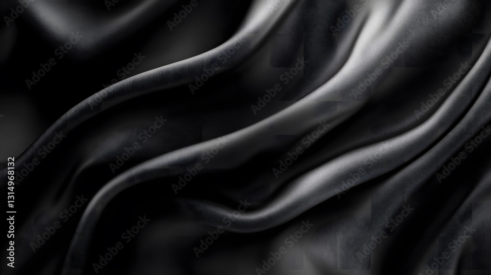 Obraz premium Luxurious Black Silk Drape Abstract Background Texture