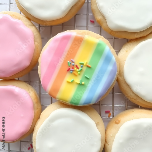 Sweet and Simple Sugar Cookies with Whipped Icing and a Sprinkle of Rainbow Happiness photo