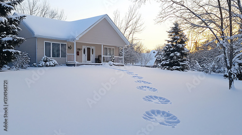 natural light P Wolf paw prints in the snow m