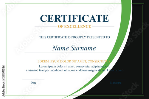 Green-black certificate of excellence template