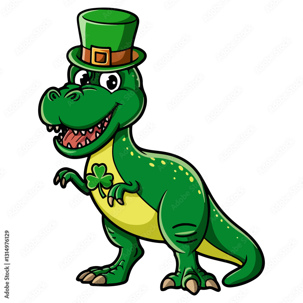 Naklejka premium St. Patrick's Day T-Rex Clipart