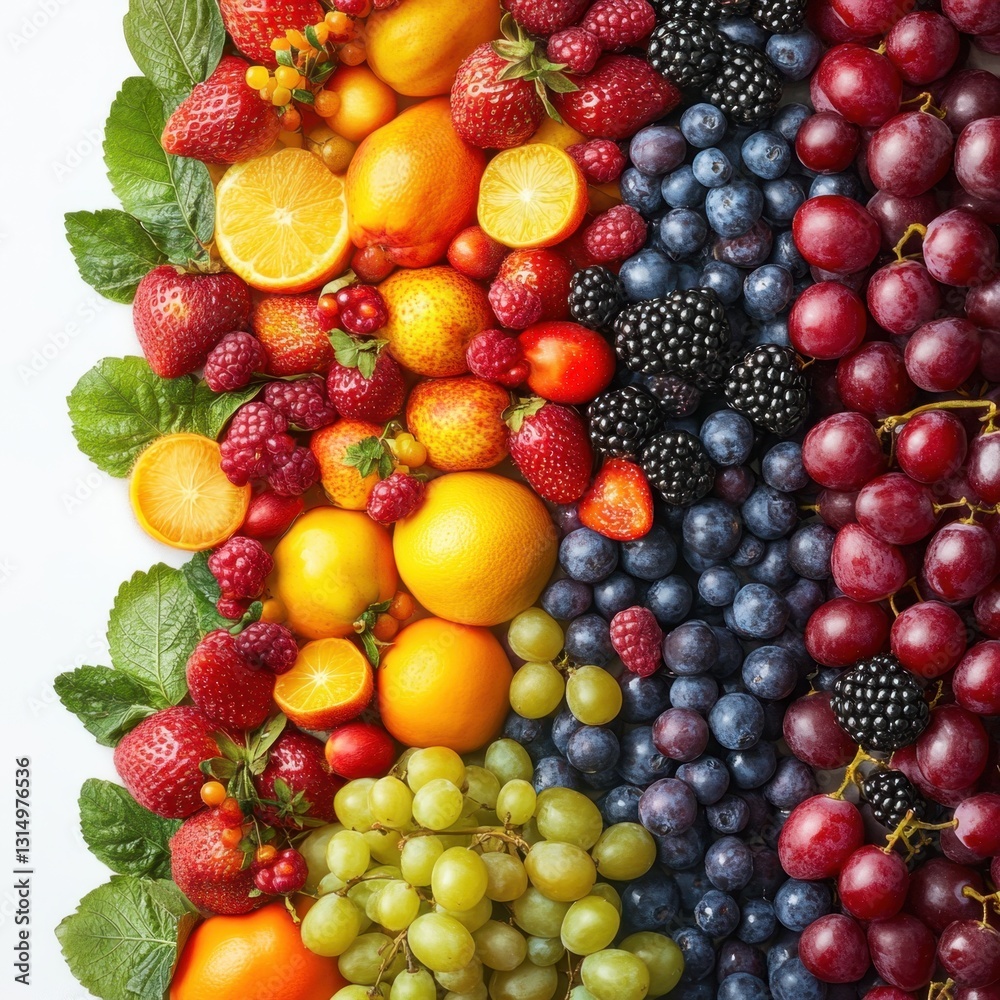 Vibrant Array of Fresh Fruits in a Colorful Spectrum Arrangement Overhead Shot for Healthy Eating and Nutrition Concept Vibrant Array of Fresh Fruits in a Colorful Spectrum Arrangement Overhead Shot for Healthy Eating and Nutrition Concept