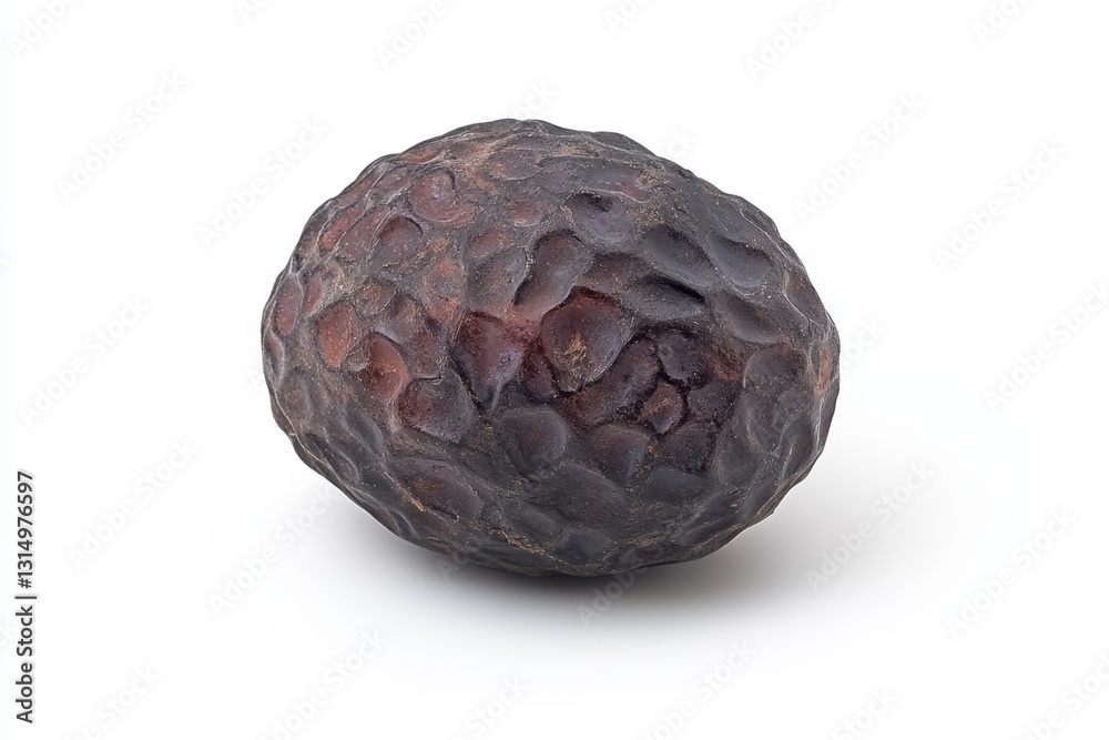 Obraz premium Close up studio shot of a single dry mahogany seed pod on a white surface with soft lighting