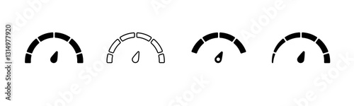 Four fuel gauge icons depict varying levels from empty to full, designed in black and white style.