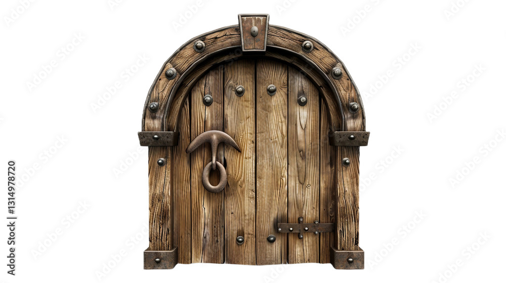 Fototapeta premium Rustic Door Accent on transparent background PNG.