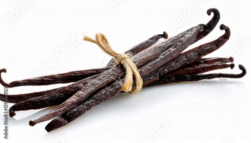 dry vanilla beans isolated on white background