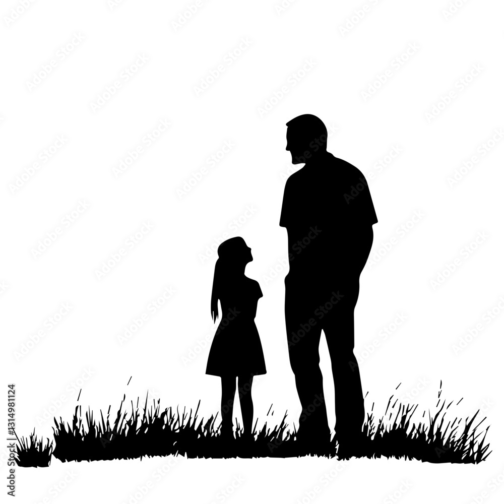 Silhouette of father and daughter in conversation, emphasizing wisdom and parenting. This heartfelt moment highlights how wisdom guides choices and deepens the bond between generations. Wisdom concept