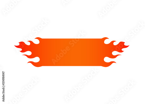 Vibrant orange banner with dynamic flame edges on a clean white backdrop for eye-catching impact.