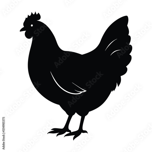 Hen on White Background Silhouette with Clean Lines