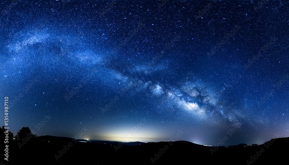 Fototapeta premium panorama dark blue night sky milky way and stars on dark background universe filled with stars nebula and galaxy celestial objects in the night sky constellations in the universe deep space wonders