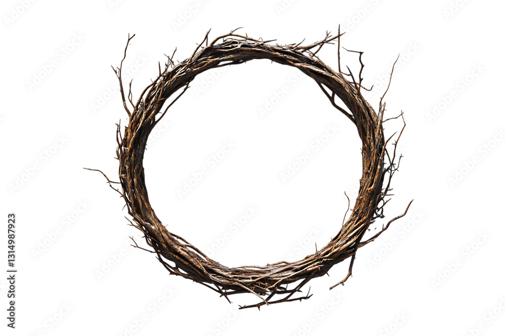 Fototapeta premium Crown of thorns in circular shape, symbolizing Christ's suffering on Good Friday