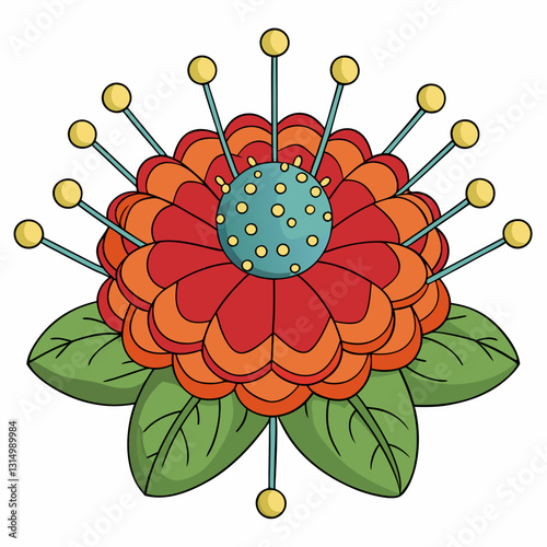 vector illustration of a pincushion flower