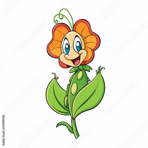 sweet pea flower cartoon vector
