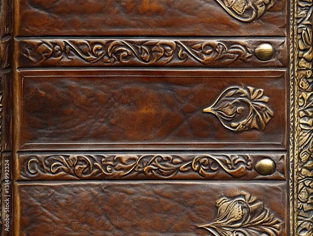 Seamless Pattern - Ornate antique brown and gold door detailing with intricate carvings, metalwork Seamless Pattern - Ornate antique brown and gold door detailing with intricate carvings, metalwork