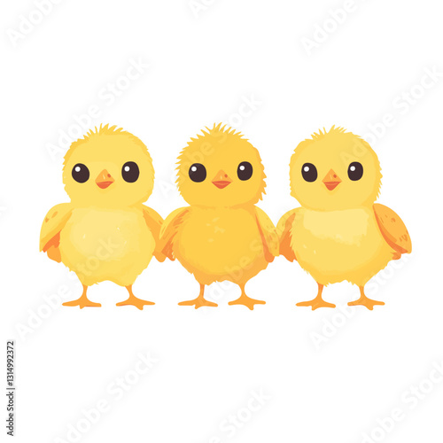 2D flat vector illustration Baby chicks in the spring icon isolated on a white background.

