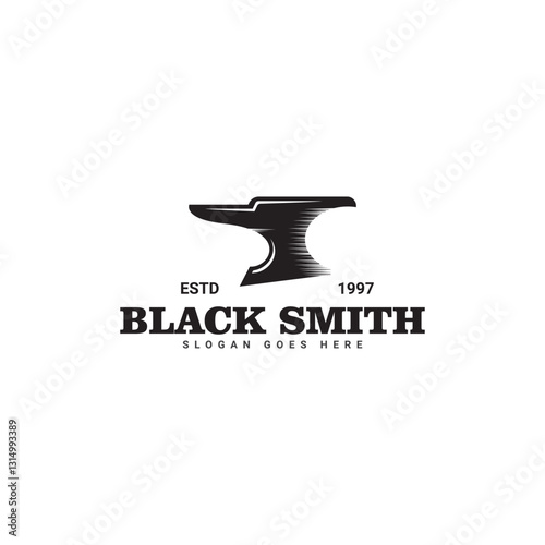 Blacksmith vintage retro logo design iron anvil casting