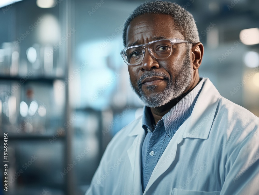 Scientist in laboratory conducting research and analyzing data with focus on discovery Scientist in laboratory conducting research and analyzing data with focus on discovery