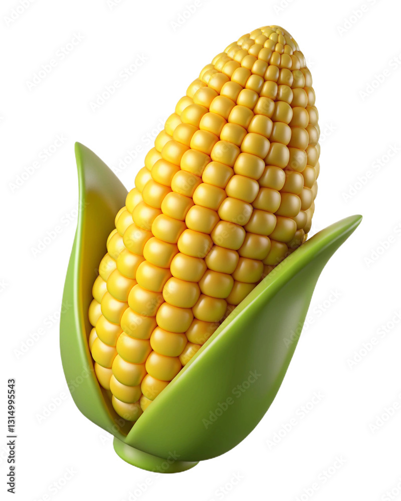 Obraz premium Fresh golden corn cobs glowing beautifully on transparent background