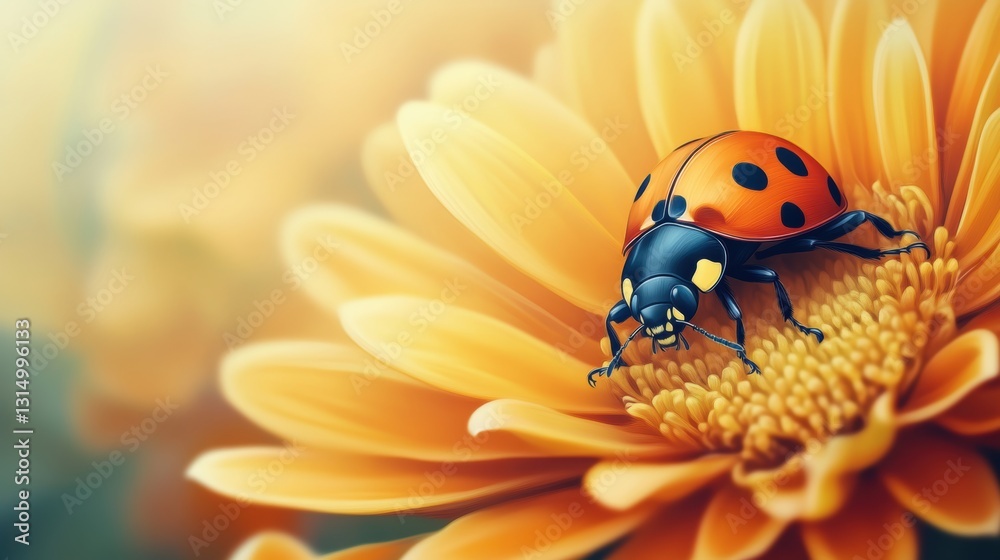Beautiful cute ladybug with flower in Spring. Beautiful cute ladybug with flower in Spring.