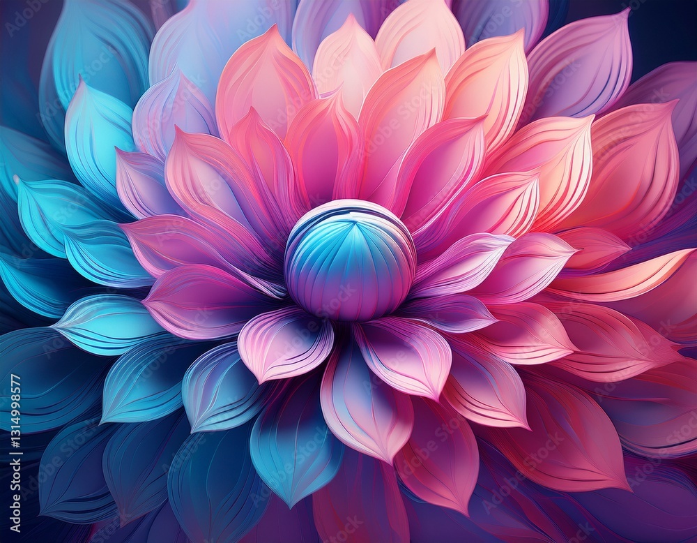 Fototapeta premium vibrant gradient flower in pink and blue tones