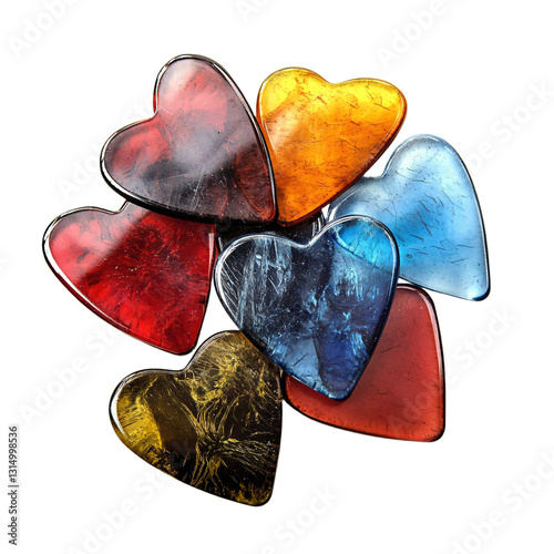 a group of guitar picks with a heart shaped design