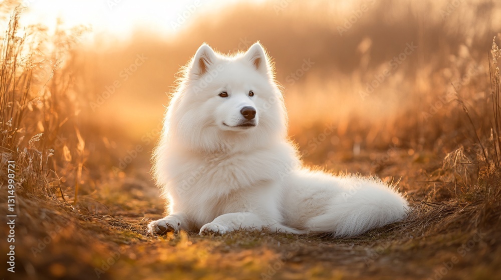 Fototapeta premium Adorable Samoyed Dog in Portrait Pose
