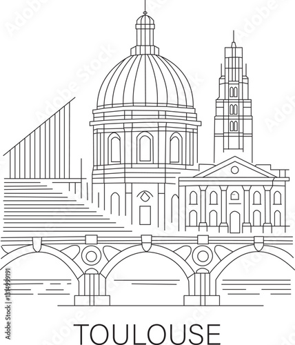 Toulouse City Line Draw Simple Minimalist