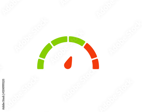 Speedometer icon featuring a needle and colorful segments, indicating different levels of measurement.