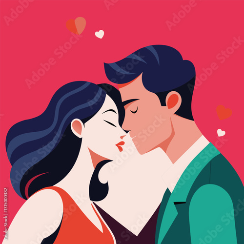 beautiful couple and kiss vector 