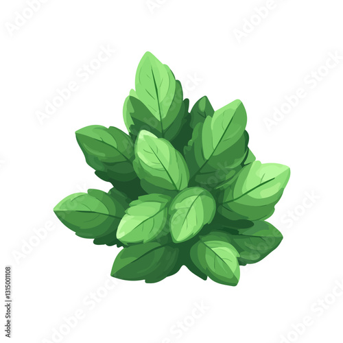2D flat vector illustration Fresh cilantro leaves icon isolated on a white background.

