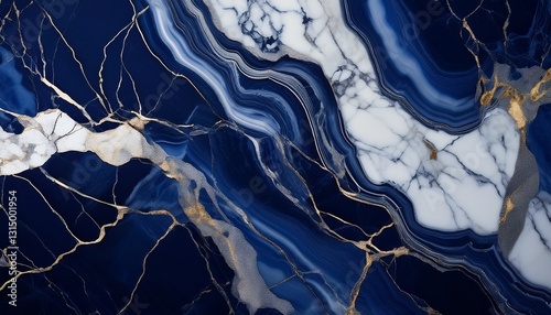 royal navy marble background with deep blue tones and shimmering silver veins regal sophistication