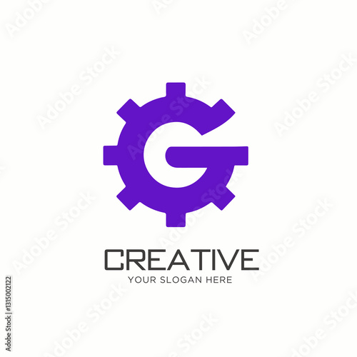 Letter G with Gear Logo Design. Mechanic Logo Design