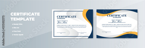 Modern certificate templates, A4 size, ready print, elegant background