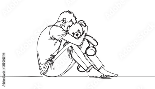 Continuous one single minimal line drawing people 