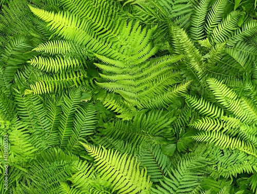 Seamless Pattern - Lush green fern fronds fill the frame in a dense, textured natural pattern.