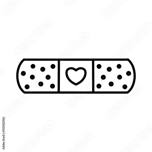 Bandage with a heart in the center, symbolizing healing love, emotional support, and mending a broken heart. This design represents care, compassion, and the power of love to heal emotional wounds