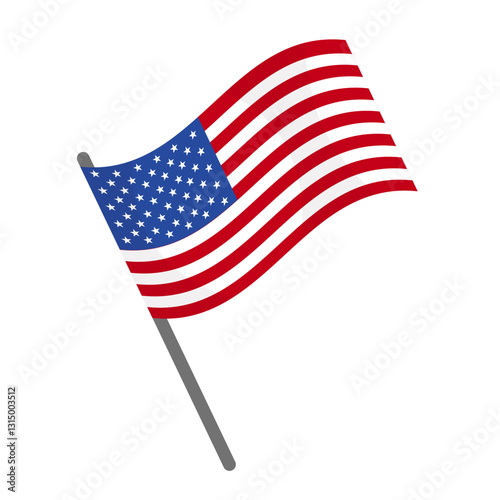 American flag. Male person in cartoon style. Vector 4 july US Independence Day