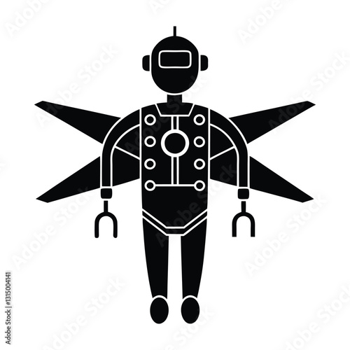 AI powered personal flying assistant flat vector with white background