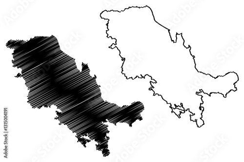 Vessolande or Vesso island (Republic of Finland) map vector illustration, scribble sketch Vessölande or Vessö  map