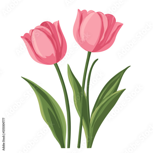 2D flat vector illustration Freshly bloomed tulips icon isolated on a white background.

