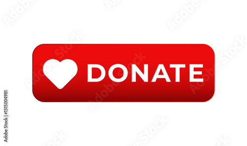 A red donate button featuring a simple heart icon, symbolizing generosity and charitable giving.
