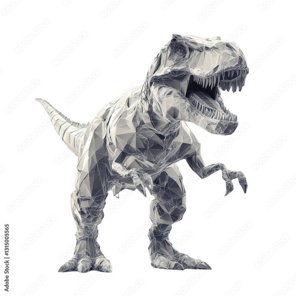 Geometric Tyrannosaurus Rex in Low Poly Style Artwork for Design