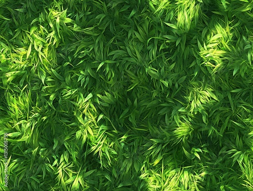 Seamless Pattern - Overhead view of vibrant green plants creating an organic pattern.