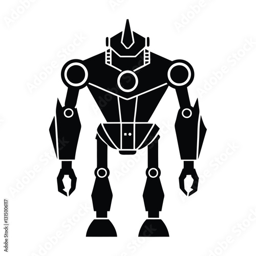 AI powered robotic wildlife protector flat vector on white background